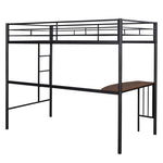 ZUN Twin Metal Loft Bed with Desk, Ladder and Guardrails, Loft Bed for Bedroom, Black 87361096