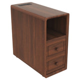 End Table with Drawers, Corner Table with Open Shelves, Tall Side Table for Bedroom and W2593P289144