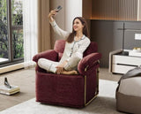 360 Degree Square Swivel Accent Sofa Chair,Fluffy Fabric Lounge Wide Upholstered Reading Chair with W2012P319078