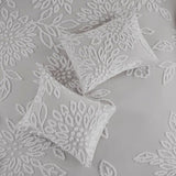 King/Cal King 3 Piece Tufted Cotton Chenille Floral Duvet Cover Set B035129183