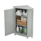 Grey Bathroom Cabinet Triangle Corner Storage Cabinet with Adjustable Shelf Modern Style MDF Board N725P172615E