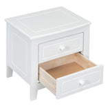 ZUN 2-Drawer Nightstand for Bedroom, Mid Century Retro Bedside Table with Classic Design,White WF308187AAK