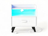 LED Nightstand with Charging Station, 16 Color RGB Remote Controlled Bedside Table with 2 AC Outlets 50953806