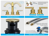 Gold Bathroom Faucet 2 Handle 8 Inch Bathroom Sink Faucets Stainless Steel 3 Hole Widespread with 04180085