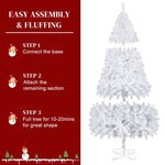 ZUN 7FT Iron Leg White Christmas Tree with 1349 Branches 93237237