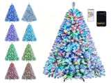 6ft Pre-Lit Flocked Christmas Tree, 300 RGB LED Lights with Smart APP & Remote, 16M Colors Music 22281427