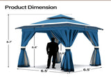 8'x8' Patio Gazebo Outdoor Heavy Duty Party Tent Shelter With Double Roofs, Mosquito Nettings And 20636424