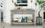 Classic Retro Style Console Table with Three Top Drawers and Open Style Bottom Shelf, Easy Assembly 35752405