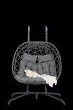 ZUN 2 Person Outdoor Rattan Hanging Chair Patio Wicker Egg Chair W874P146255