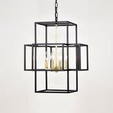 4-Light Metal Lantern Tiered Pendant Hanging Light Fixtures, Industrial Farmhouse Adjustable Height W1592P247685