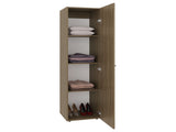 Frisco 1 Door Wardrobe 67" H with Mirror and Vertical Storage Design, Natural Oak B097P480462