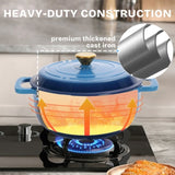 Cast iron 5QT cooking pot - Gradient blue - Includes two silicone gloves - Enamel pot 72431906