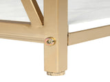 2-Tier Console Table, Gold Sofa Entry Table with White Top and Gold Metal Frame for Home 58656376