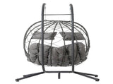 2 Persons Egg Chair with Stand Indoor Outdoor Swing Chair Patio Wicker Hanging Egg Chair Hanging 25521963