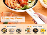 Electric Hot Pot Non-Stick Frying Pan Portable Rapid Noodles Cooker with Long Handle Steamer Spatula 92168508
