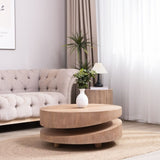 Modern Round Wood Coffee Table 31.3" Natural Finish Accent Table for Living Room W2729P270755