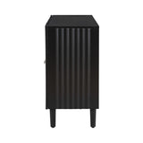 U_STYLE Elegant Four-Door Sideboard with Wavy Pattern Doors, Cylindrical Legs, and Sleek Metal N711P186790B
