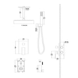 Dual Shower Head - 10 Inch Ceiling Mount Square Shower System with Rough-in Valve,Matte black W124381745