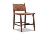 Andre 26" Woven Leather Counter Stool with Back, Pecan Brown Faux Leather B2719P292909