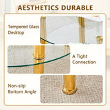 Contemporary Minimalist Double Layer Tempered Glass Coffee Table - 27.5" Top and 23.6" W1512P355039