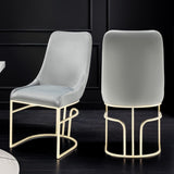 Emrald Modern Style 2PC Dinning Chairs made with wood and Gold Legs Gray B009P298423