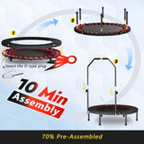 YC 40inch foldable trampoline with handle-Premium-Elastic -Black W550P296127