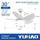 ZUN 30 In Intergrated LED Ceiling Fan Lighting with White ABS Blade W1367P182806