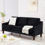 Modern 3 Person seat Sofa Couch with Scooped Armrest/Wood legs,Upholstered Velvet 3-seat Sofa with W2186P143472