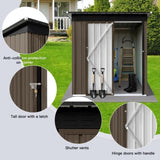 ZUN Metal garden sheds 5ft×4ft outdoor storage sheds Brown + Black W1350113462