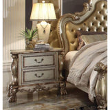 Wooden 2 Drawers Nightstand in Gold Patina and Bone Finish B016P253274