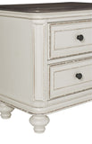Antique White and Brown-Gray Finish1pc Nightstand of Drawers Black Knobs Traditional Design Bedroom B01160812