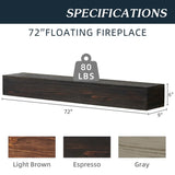 72" Rustic Wood Fireplace Mantel,Wall-Mounted & Floating Shelf for Home Decor W1390138524
