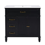 ZUN 36" Bathroom Vanity with Sink, Black Bathroom Cabinet with Drawers, Solid Frame and MDF Board, One N725P195410B