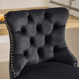 25" Counter Height Bar Stools Set of 2, Modern Velvet Barstools with Button Back&Rivet Trim W1143P217851