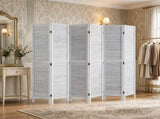 6-Panel Louvered Folding Privacy Screen, Portable Wooden Partition for Room Separation, Home, 00450088