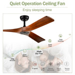 ZUN 52" Ceiling Fan with Remote Control No Lights,Modern Reversible DC Motor Indoor 3 Blades Ceiling W1592109878