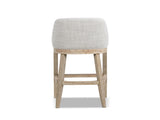Newport 30.5" Coastal Curved Back Upholstered Barstool, Two-Tone Neutral Gray Polyester Wool Blend B2719P391775