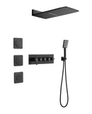 Wall Mounted Waterfall Rain Shower System With 3 Body Sprays & Handheld Shower TH-78109-MB
