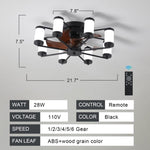 ZUN 21.7 inch Ceiling Fan Light - Windmill-shaped Flush Mount Ceiling Fan with Light with Remote Control W1340103803