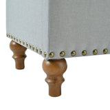 Ottoman storage bench, recessed support hinge top easy to open, rivet trim around, bedroom, W2941P239182