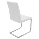 Foster Contemporary Dining Chair in Stainless Steel and White Faux Leather by LumiSource - Set of 2 B202P223520