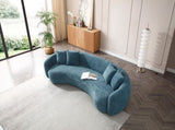102'' Boucle Sofa Modern Sectional Half Moon Leisure Couch Curved Sofa Teddy Fleece Velet Blue W87694857