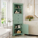 ZUN Green Triangle Tall Cabinet with 3 Drawers and Adjustable Shelves for Bathroom, Kitchen or Living WF306469AAG