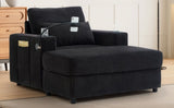 Modern Style Armchair 42.5" Chaise Lounge Sofa Couch with a Movable Storage Ottoman, USB Ports, N719P292700B