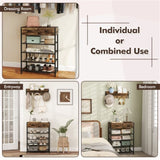 Multifunctional Entryway Storage - 5-Hook Coat Rack 2-Drawer Shoe Stand with 4 Mesh Shelves 31871415