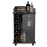 Dukat Bar Cart,Two Shelves, Six Built-in Wine Rack, Four Casters -Espresso B20091847