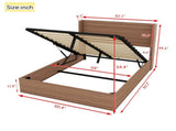 Large grooved undulating lift storage bed frame, wooden platform bed frame with lift storage, no W1858P307153