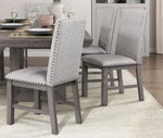 ZUN Dining Chairs 2pc Set Beige Fabric Upholstered Seat and Back Nailhead Trim Gray Finish Wood Frame B011113078