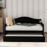 Twin Wooden Daybed with Trundle Bed, Sofa Bed for Bedroom Living Room, Espresso WF192861AAP
