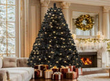 6ft Pre-Lit Artificial Christmas Tree,Hinged Black Halloween Christmas Tree with 818 Branch Tips and 92258842